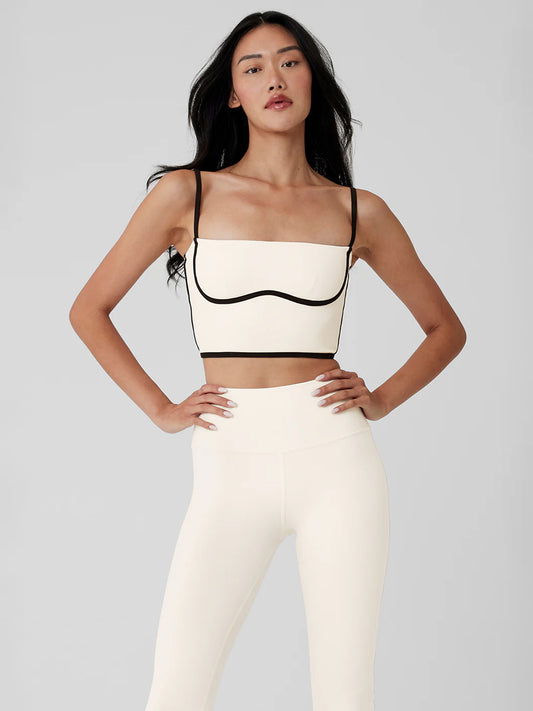 Airbrush Streamlined Bra Tank - Ivory/Black